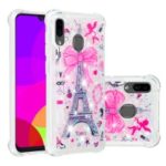 Liquid Glitter Powder Patterned Quicksand Shockproof TPU Back Case for Samsung Galaxy A30 / A20 – Eiffel Tower with Bowknot