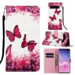 Pattern Printing Light Spot Decor Leather Wallet Case for Samsung Galaxy S10 5G – Butterfly and Flower