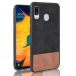 Bi-color Splicing PU Leather Coated PC TPU Hybrid Case Cover for Samsung Galaxy A40 – Black