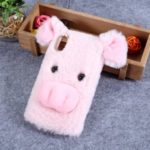Rhinestone Decor Fluffy Fur Coated TPU Case for Sony Xperia L3 – Pink