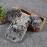 Dog Pattern Fluffy Fur Coated TPU Case for Sony Xperia L3 – Black