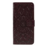 Imprint Sunflower Leather Wallet Stand Mobile Cover for LG V50 ThinQ 5G – Brown