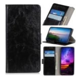 Crazy Horse Leather Stand Wallet Phone Cover for LG G8s ThinQ – Black
