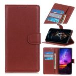 Litchi Texture Wallet Stand Leather Protective Phone Case for LG K50 – Brown