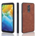 PU Leather Coated TPU + PC Back Phone Casing for LG Stylo 5 – Brown