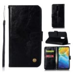 Premium Vintage Leather Wallet Case for LG Stylo 5 – Black
