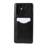 Business Card Slot PU Leather Coated TPU Mobile Phone Cover Casing for Huawei P30 Pro – Black