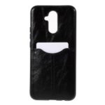 Business Card Slot PU Leather Coated TPU Mobile Phone Case for Huawei Mate 20 Lite – Black