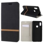 Cross Pattern Leather Card Holder Phone Cover (Built-in Steel Sheet) for Huawei Y6 (2019) – Black