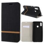Cross Pattern Leather Card Holder Phone Cover (Built-in Steel Sheet) for Huawei Y7 (2019) – Black