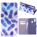 Laser Carving Pattern Printing Wallet Leather Cover for Huawei Y9 (2019)/Enjoy 9 Plus – Pineapple