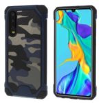 Camouflage Leather Coated PC TPU Combo Case for Huawei P30 – Dark Blue