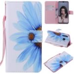 Pattern Printing Leather Wallet Case for Huawei P30 Lite / nova 4e – Blue Flower