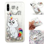 Embossment Pattern Quicksand TPU Back Phone Cover for Huawei P30 Lite / nova 4e – Cat Unicorn