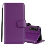 Litchi Skin Wallet Leather Stand Case for Huawei P30 – Purple