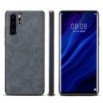 PU Leather Coated TPU Phone Case for Huawei P30 Pro (Built-in Magnetic Holder Metal Sheet) – Grey
