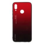 For Huawei Honor 10 Lite Gradient Color Glass + PC + TPU Hybrid Case – Red / Black