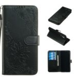 For Huawei P30 Pro Imprint Flower Leather Wallet Case Phone Cover – Black