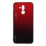 For Huawei Mate 20 Lite Gradient Color Glass + PC + TPU Hybrid Case – Red / Black