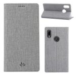 VILI DMX Cross Texture Leather Card Holder Stand Cover for Huawei Y6 (2019, with Fingerprint Sensor)/ Y6 Prime (2019)/ Honor 8A – Grey