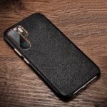 XOOMZ Litchi Texture Genuine Leather Skin Hard Phone Cover for Huawei P30 Pro – Black