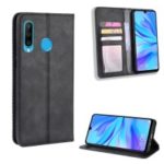 Vintage Style Leather Wallet Case for Huawei Honor 20 Lite – Black