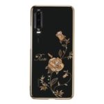 KINGXBAR Authorised Swarovski Diamond Plated Hard PC Phone Case for Huawei P30 – Rose Flowers/Champagne Gold
