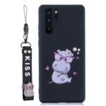 Pattern Printing TPU Gel Protective Case with Silicone Strap for Huawei P30 Pro – Black