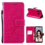 Imprint Butterfly Flower Leather Wallet Case for Huawei P30 Lite / nova 4e – Rose