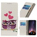 Pattern Printing Leather Wallet Case for Huawei Honor 20 Pro – Owls and Hearts