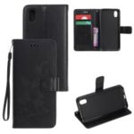Imprint Butterfly Flowers Leather Wallet Case for Huawei Y5 (2019) / Honor 8S – Black