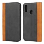 Bi-color Splicing Magnetic Case Stand Leather Wallet Case for Huawei P10 Lite / P Smart (2019) / Nova Lite 3 (Japan) – Black