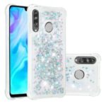 Liquid Glitter Powder Patterned Quicksand Shockproof TPU Back Case for Huawei P30 Lite / nova 4e – Silver Love Hearts