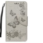 Imprint Butterfly Flower Leather Wallet Case for Huawei P Smart Z – Grey