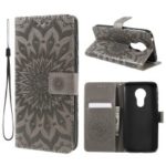 Imprint Sunflower PU Leather Wallet Magnetic Stand Cover for Motorola Moto G7 Power (EU Version) – Grey