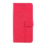 Imprint Cat and Tree Wallet Stand PU Leather Case for Motorola Moto G7 Power (EU Version) – Rose