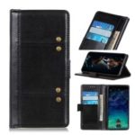 Crazy Horse Rivet Stand Wallet Magnetic Leather Case for Motorola P40 Power – Black