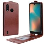[Vertical Flip] Crazy Horse Leather Phone Case for Motorola P40 Play – Brown