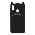3D Mustache Cat Silicone Phone Case for Huawei Y9 (2019) / Enjoy 9 Plus – Black