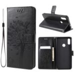 Imprint Cat and Tree Pattern Leather Wallet Stand Case for Xiaomi Redmi 7 / Redmi Y3 – Black