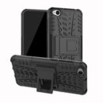 2-in-1 Tyre Pattern PC + TPU Hybrid Mobile Phone Case with Kickstand for Xiaomi Redmi Go – All Black