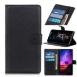 Litchi Skin Wallet Leather Stand Case for Alcatel 1S (2019) – Black