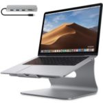 BESTAND Aluminum Alloy Cooling Laptop Stand with 5-Port Hub – Silver