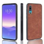 PU Leather Coated TPU + PC Back Phone Casing for Meizu 16s – Brown