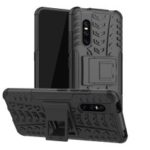 2-in-1 Tyre Pattern PC + TPU Hybrid Mobile Phone Case with Kickstand for vivo v15 Pro – Black