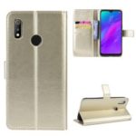 Crazy Horse Texture Wallet Leather Flip Stand Case for OPPO Realme 3 – Gold