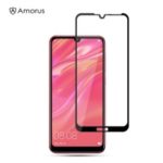 AMORUS Full Glue Silk Printing Tempered Glass Full Screen Protector Guard for Huawei Y7 (2019)