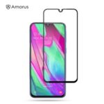 AMORUS Full Glue Silk Printing Tempered Glass Full Screen Protector for Samsung Galaxy A40