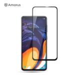 AMORUS Full Glue Silk Printing Tempered Glass Full Screen Protector for Samsung Galaxy A60