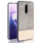Bi-color Splicing PU Leather Coated PC + TPU Hybrid Case for OnePlus 7 Pro – Grey